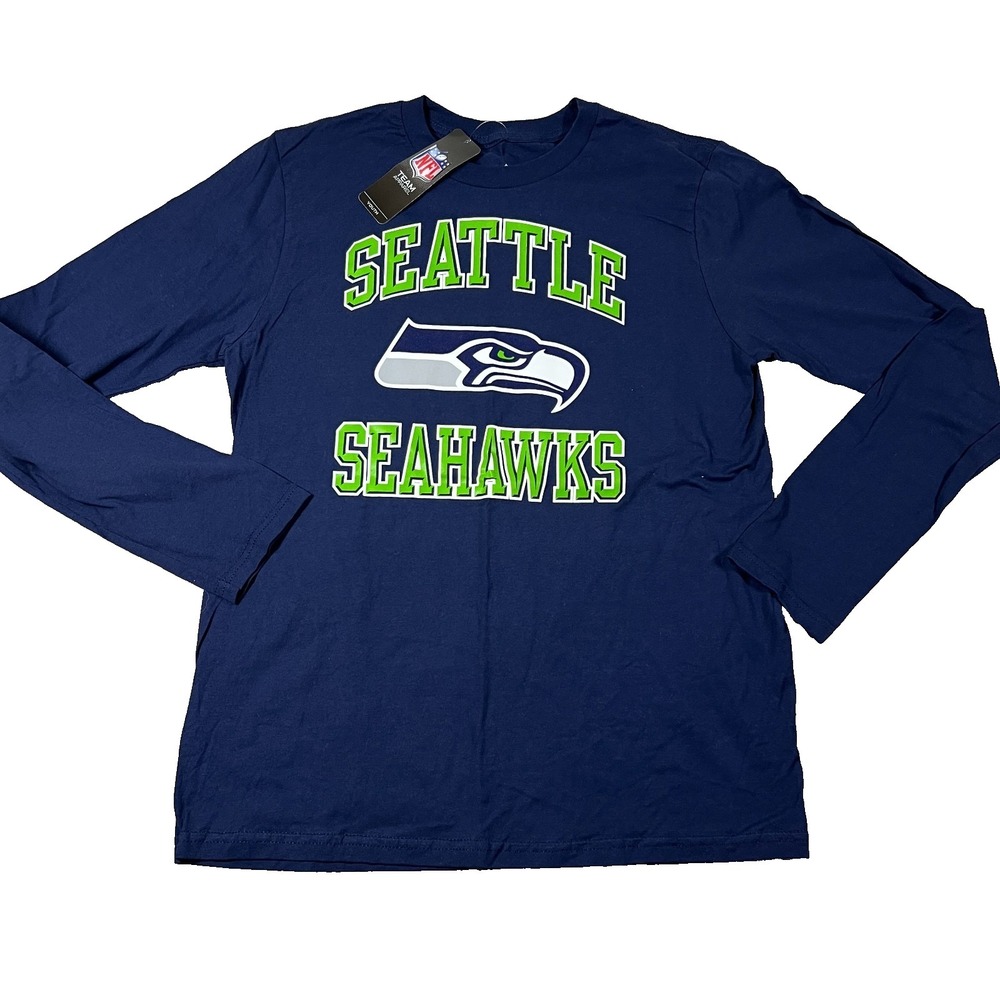 NFL Boys XL 18 Blue Seattle Seahawks‎ Football Graphic Long Sleeve T-Shirt NWT